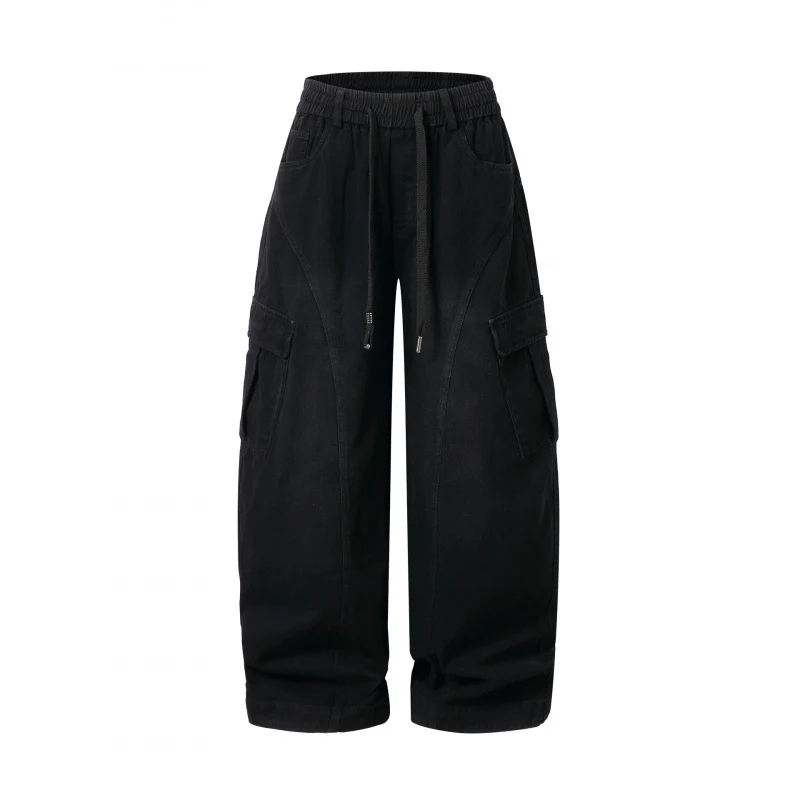 Damen Weite Cargo-Hose mit Tunnelzugbund, aufgesetzten Pattentaschen und weitem Bein Nord Taschen