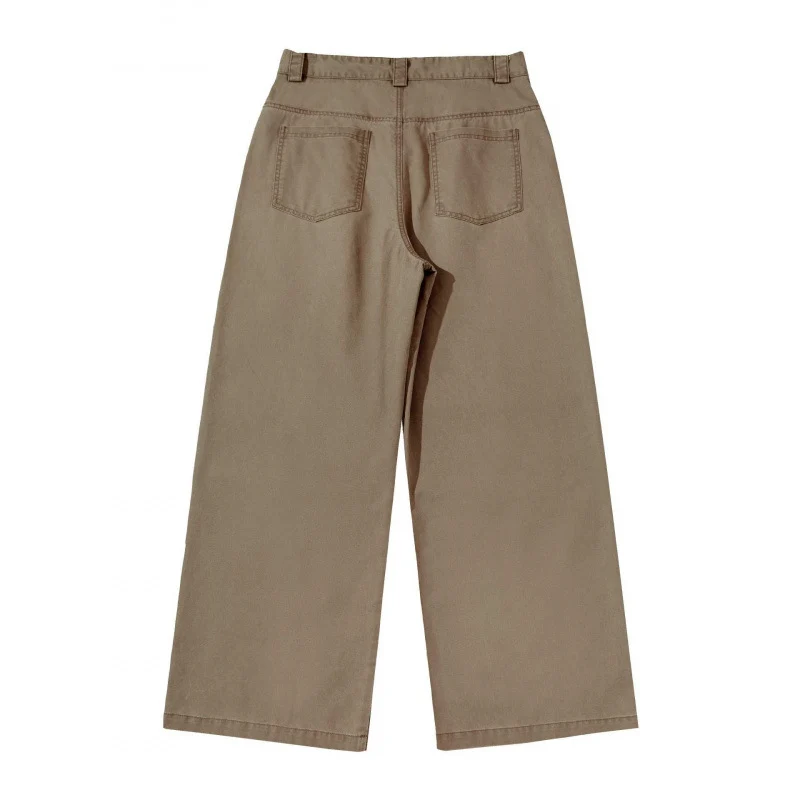 Damen weite Cargo‑Hose mit Stufennaht, hoher Taille und breitem Bein Nord Taschen