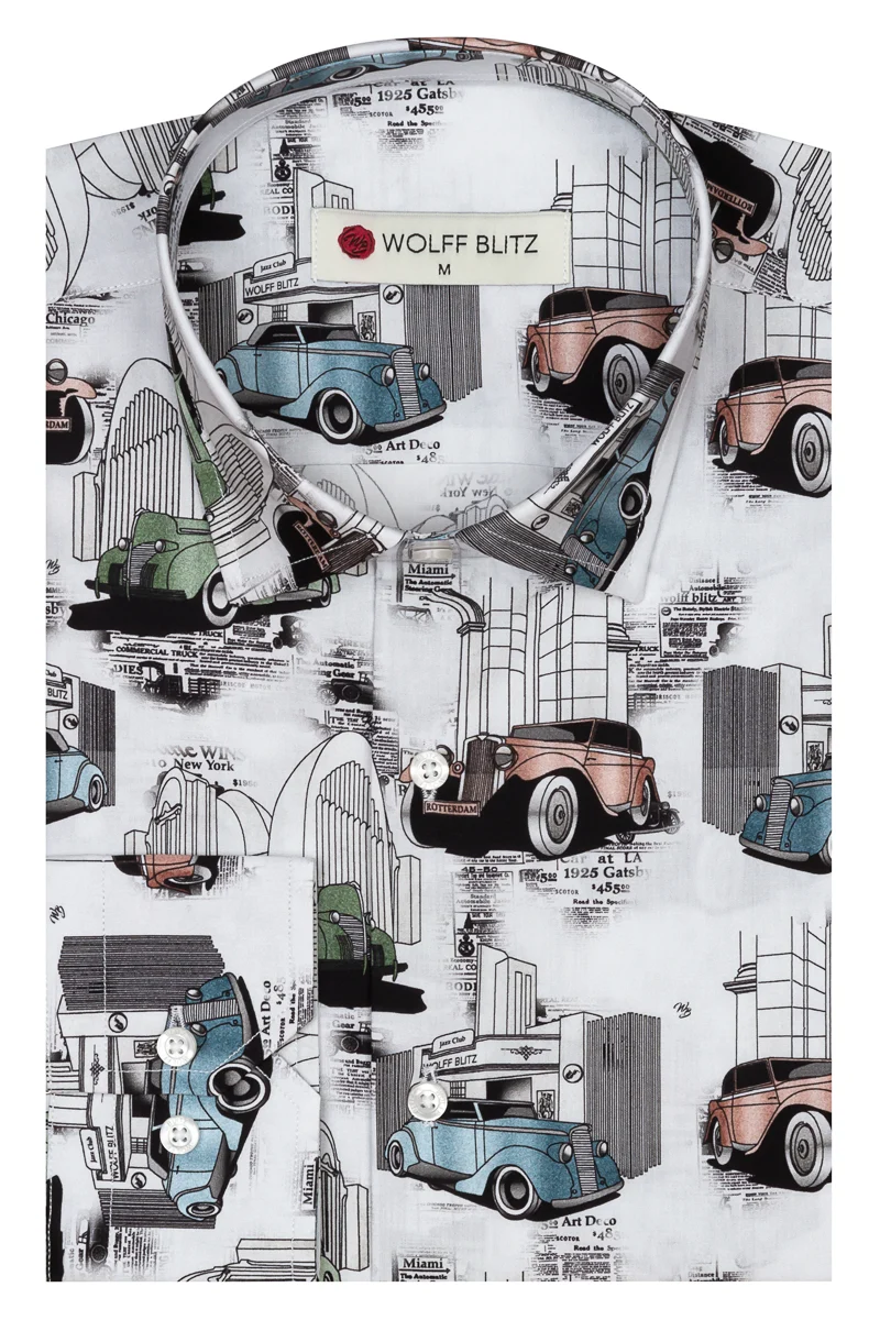 Gatsby's Ride Long Sleeve Print Shirt for Men