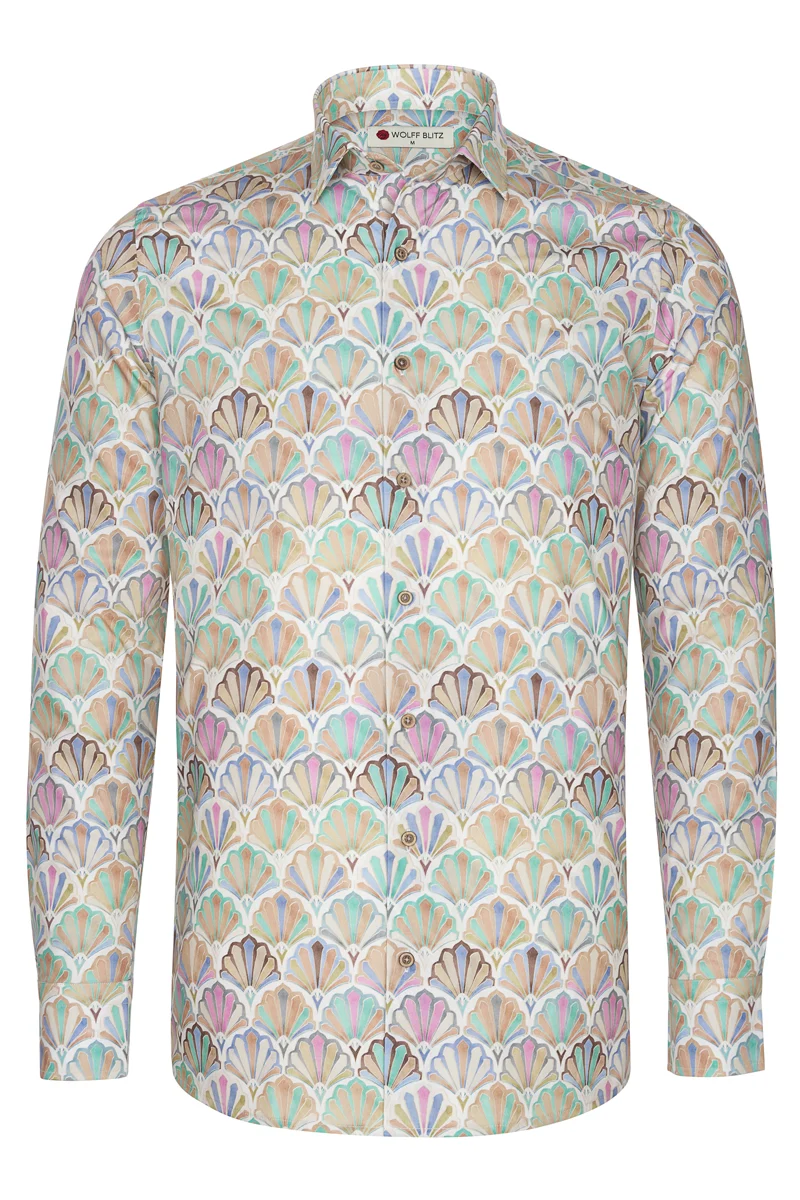 Art Deco Colour Palette Long Sleeve Print Shirt for Men