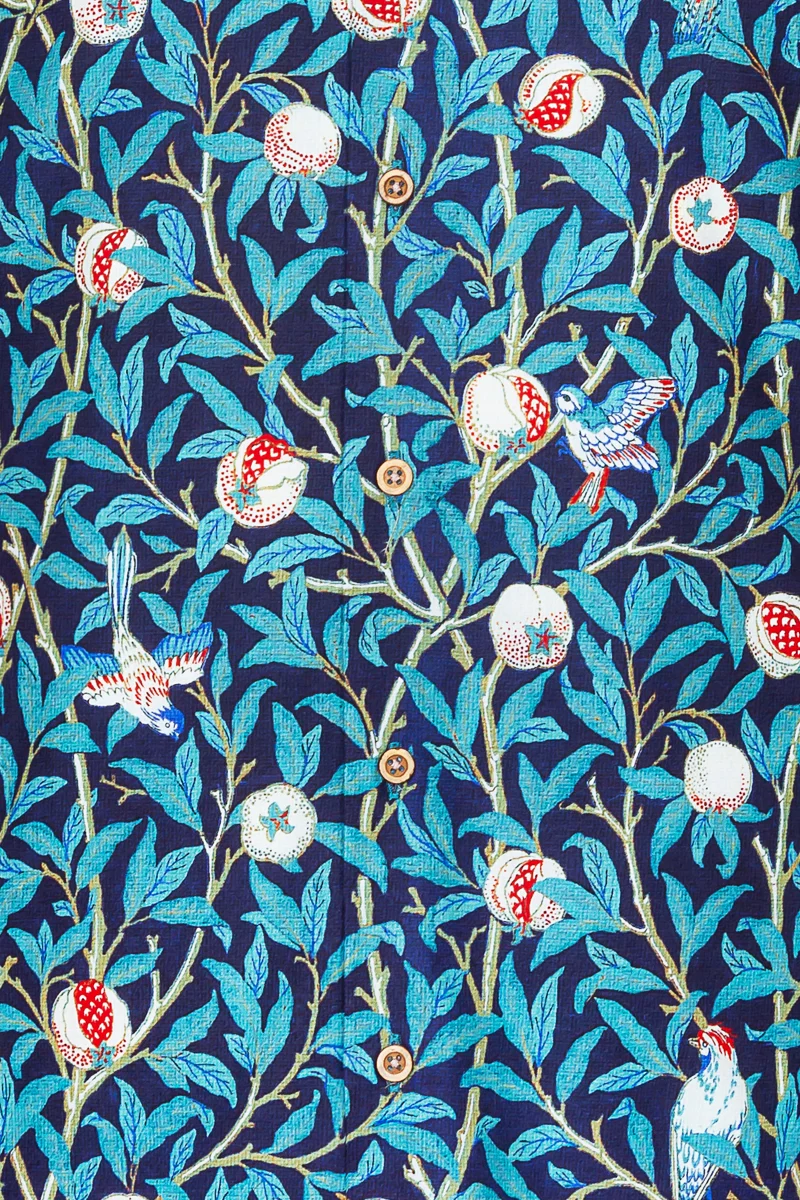 Bird and Pomegranate - William Morris Print Long Sleeve Shirts for Men