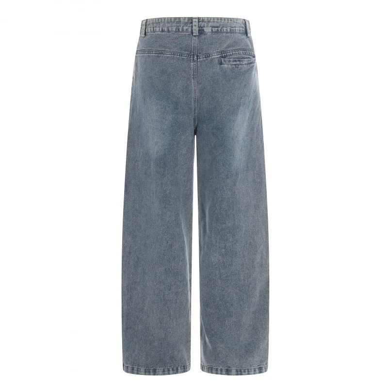 Damen hochgeschnittene Weitbein-Jeans im Utility-Look mit aufgesetzten Taschen Nord Taschen