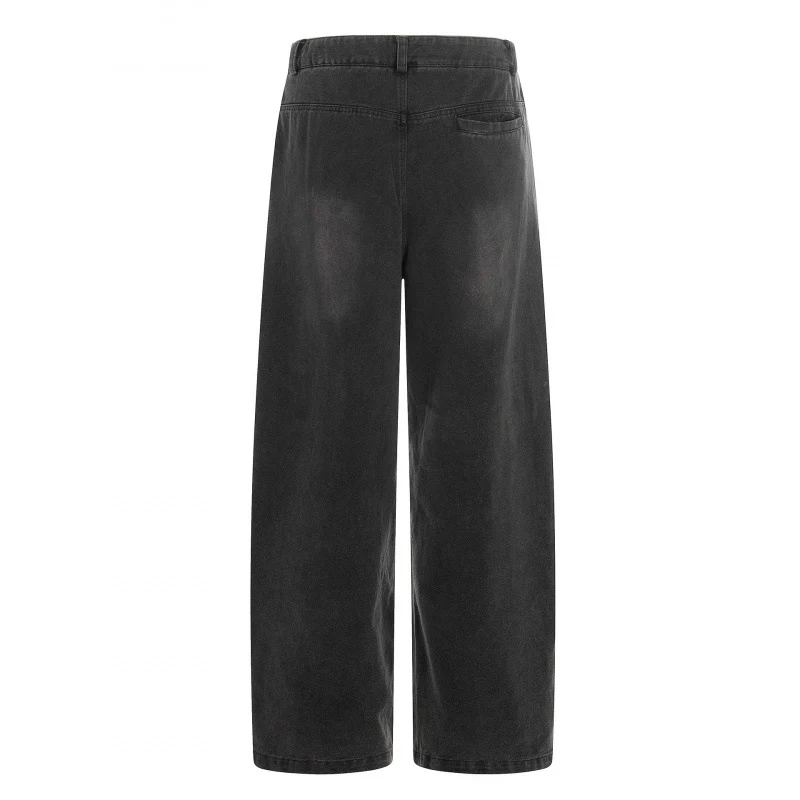 Damen hochgeschnittene Weitbein-Jeans im Utility-Look mit aufgesetzten Taschen Nord Taschen