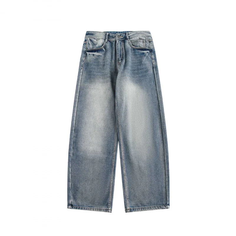 Damen Highwaist Weite Jeanshose im Vintage-Washed-Look mit weitem Bein Nord Taschen