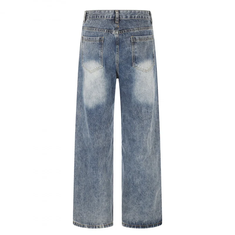 Damen Highwaist Weite-Jeans im Wide‑Leg-Schnitt mit Used‑Effekt und heller Kniebleiche Nord Taschen