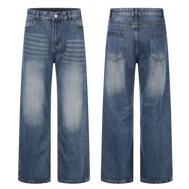 Damen Highwaist-Jeans mit weitem Bein und Vintage-Waschung Nord Taschen