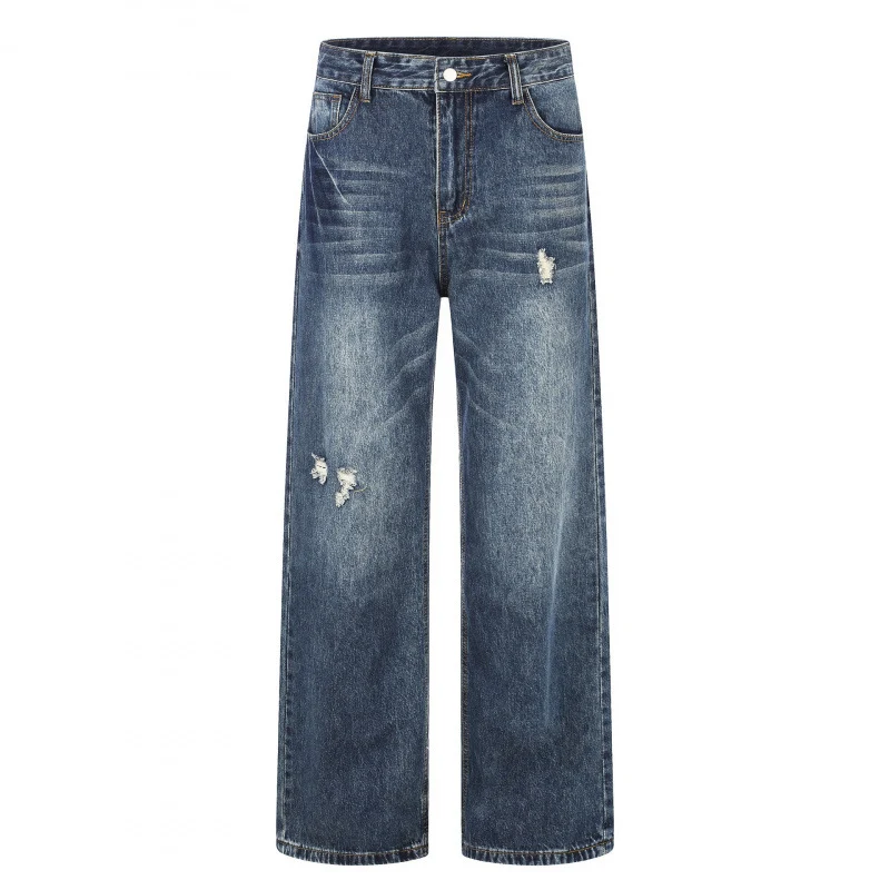 Damen Highwaist-Jeans im Wide-Leg-Schnitt mit Used- und Destroyed-Details Nord Taschen