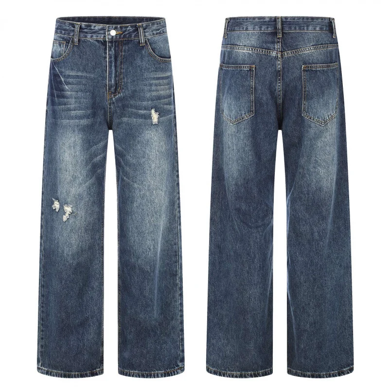 Damen Highwaist-Jeans im Wide-Leg-Schnitt mit Used- und Destroyed-Details Nord Taschen