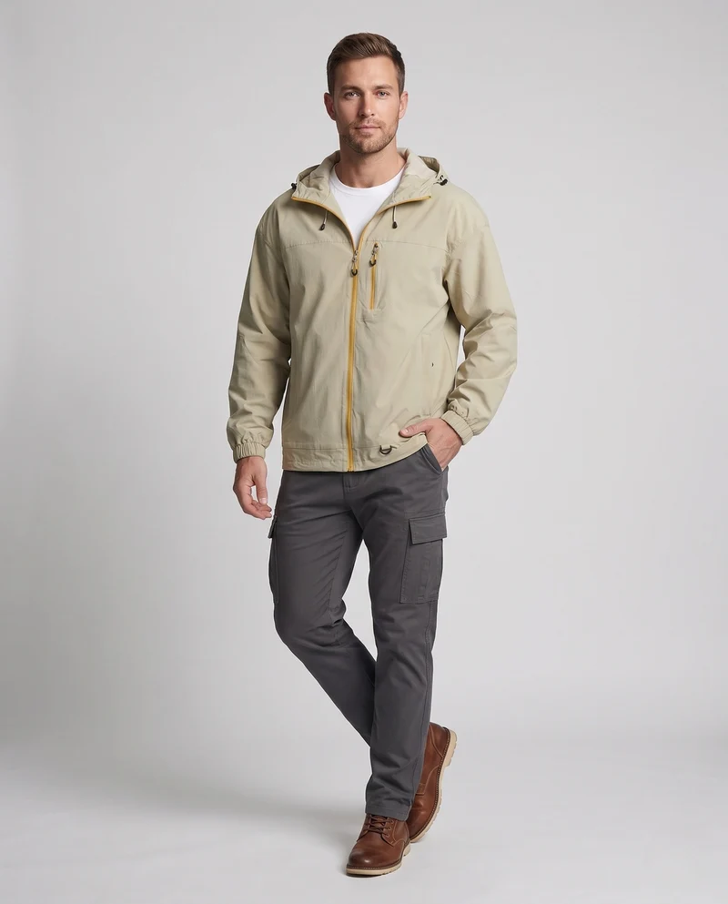 Herren Technische Outdoor-Jacke mit verstellbarem Kapuzenkragen Nord Taschen