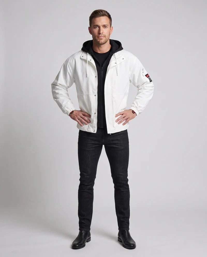 Herren Technische Outdoor-Jacke mit verstellbarer Kapuze Nord Taschen