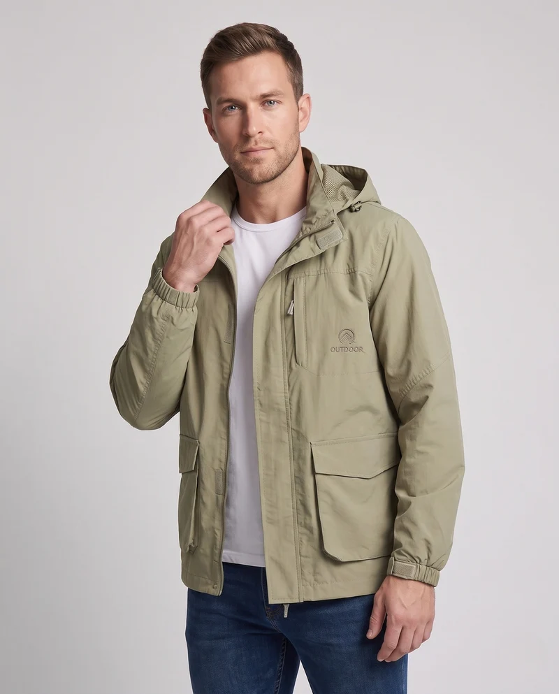 Herren Technische Outdoorjacke mit abnehmbarer Kapuze Nord Taschen