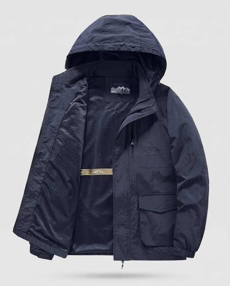 Herren Technische Outdoorjacke mit abnehmbarer Kapuze Nord Taschen