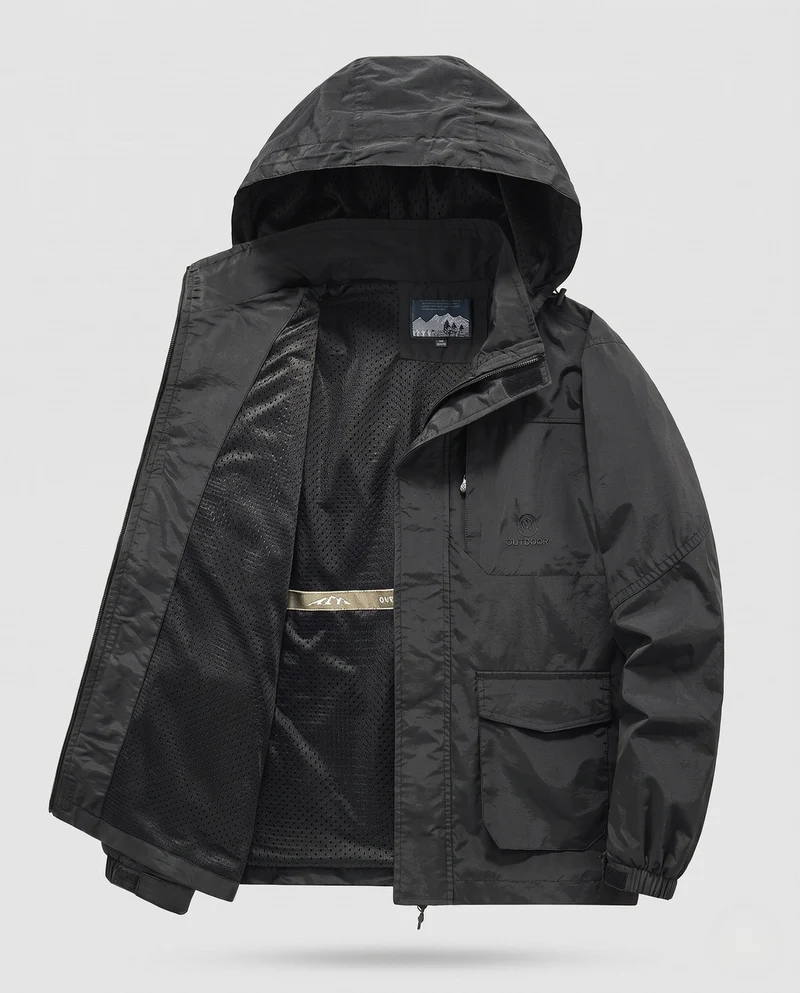 Herren Technische Outdoorjacke mit abnehmbarer Kapuze Nord Taschen