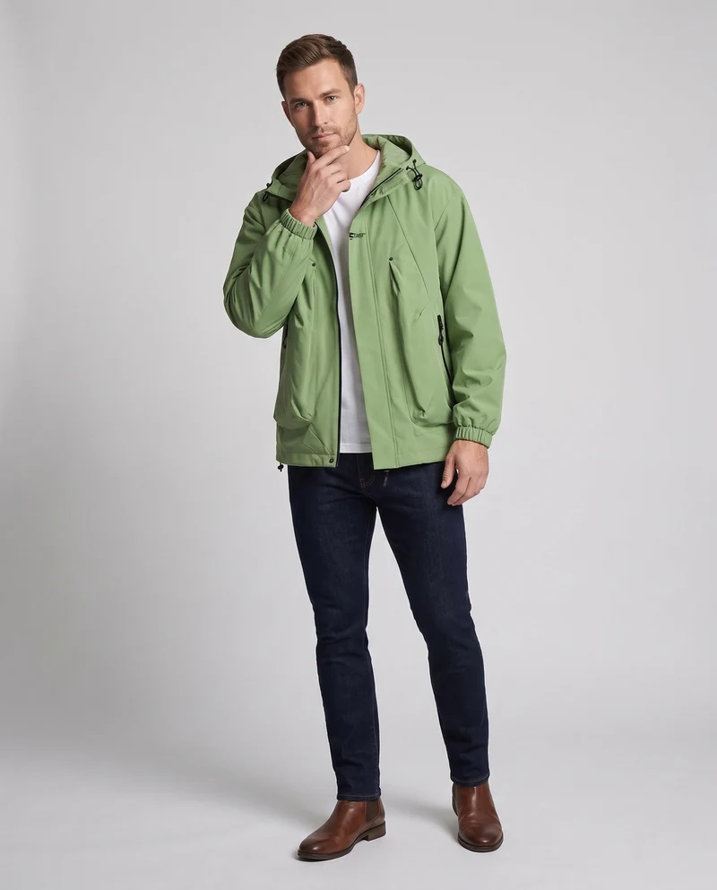 Herren Technische Regenjacke mit hohem Kragen Nord Taschen