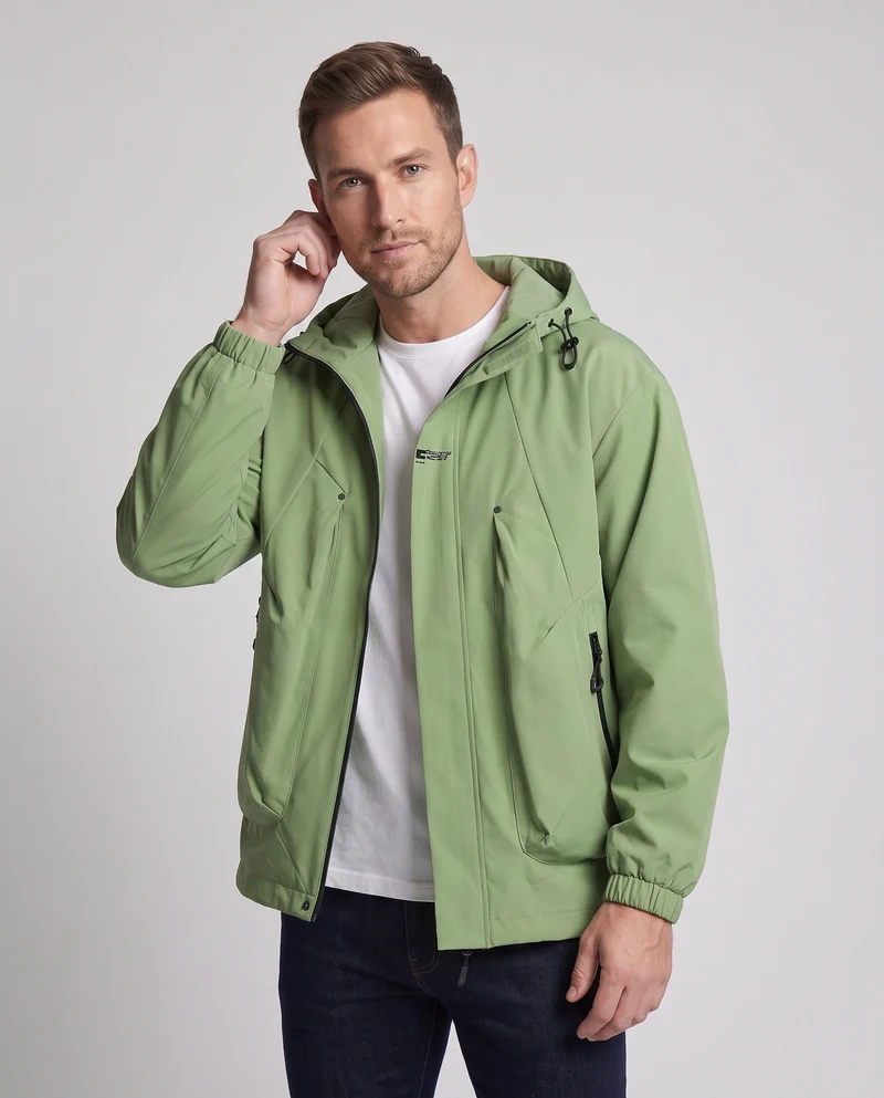 Herren Technische Regenjacke mit hohem Kragen Nord Taschen