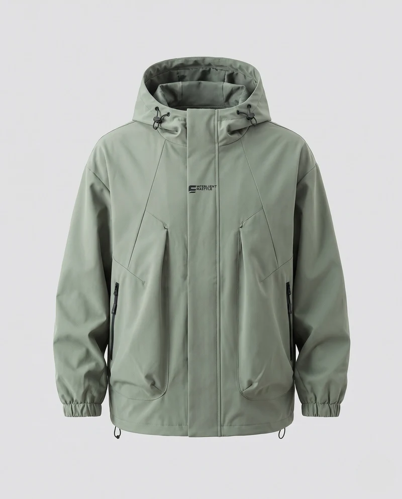 Herren Technische Regenjacke mit hohem Kragen Nord Taschen