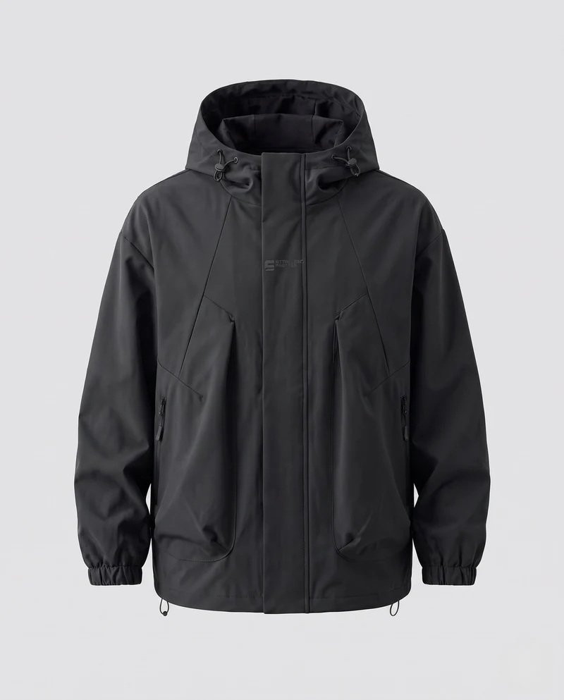 Herren Technische Regenjacke mit hohem Kragen Nord Taschen