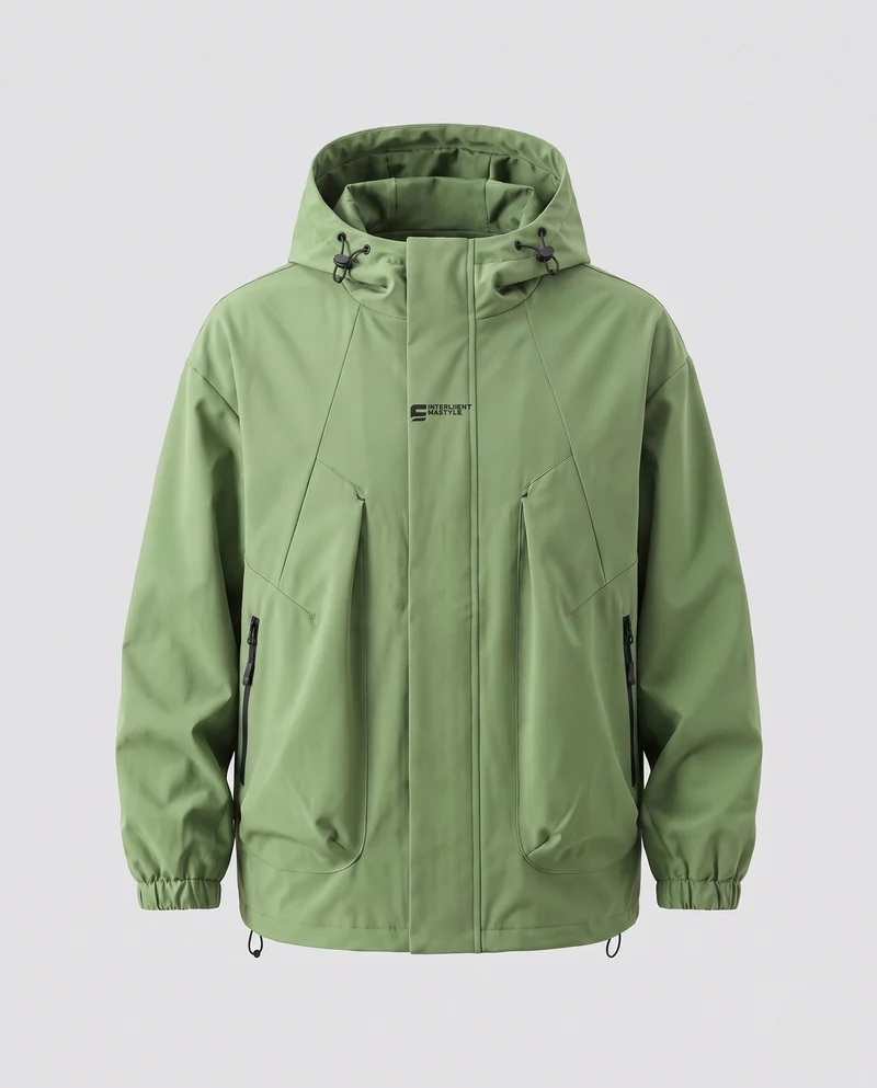 Herren Technische Regenjacke mit hohem Kragen Nord Taschen