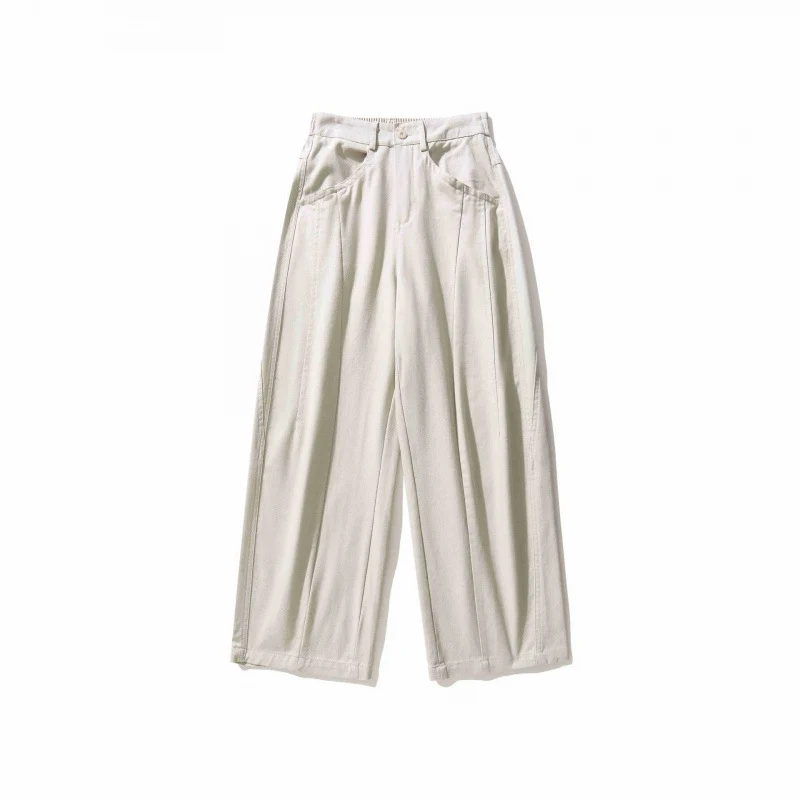 Damen Weite Bundfaltenhose mit hohem Bund und geradem weitem Bein Nord Taschen