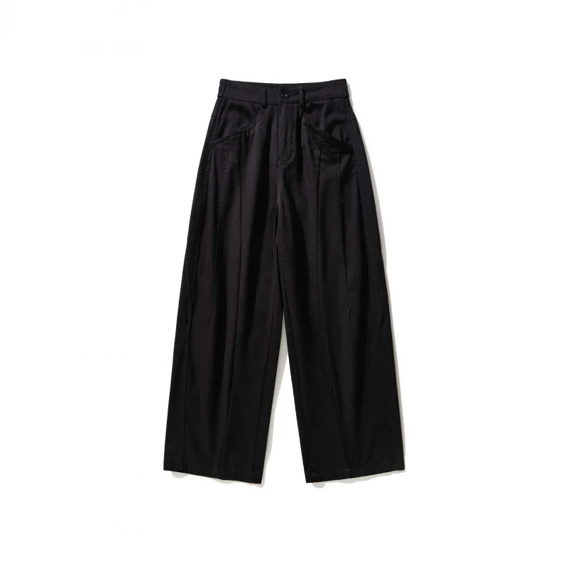 Damen Weite Bundfaltenhose mit hohem Bund und geradem weitem Bein Nord Taschen
