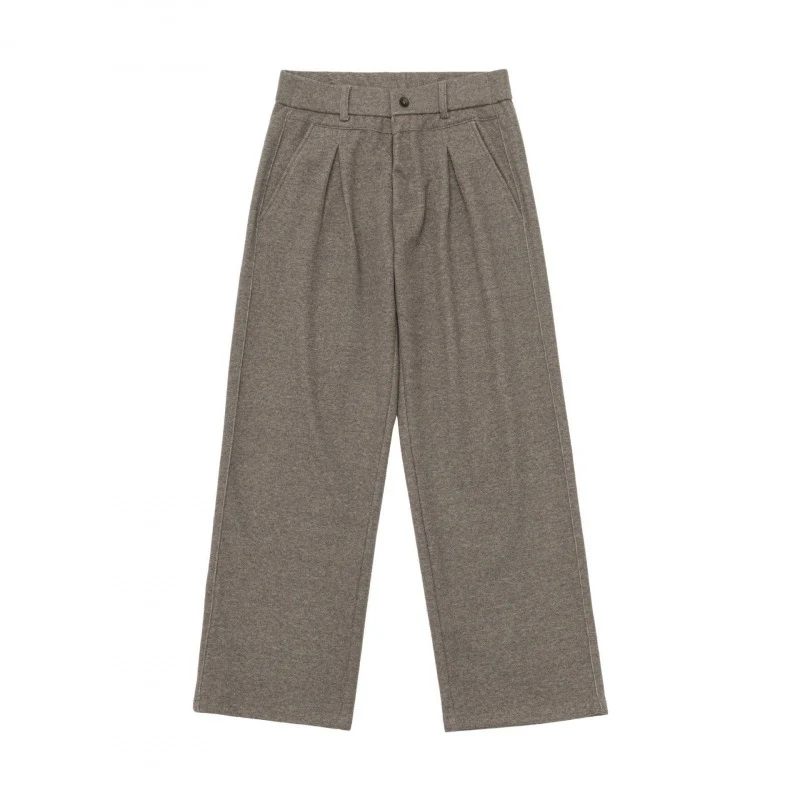 Damen Weite Bundfaltenhose mit hohem Bund und geradem Bein Nord Taschen