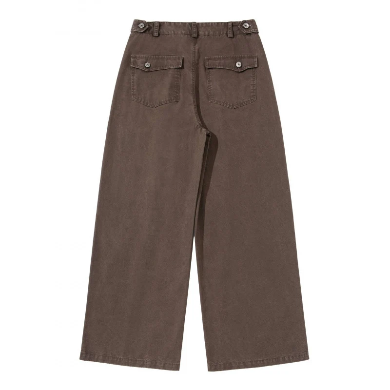 Damen Weite Bundfalten-Hose mit hoher Taille und weitem Bein Nord Taschen