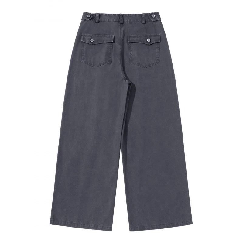 Damen Weite Bundfalten-Hose mit hoher Taille und weitem Bein Nord Taschen