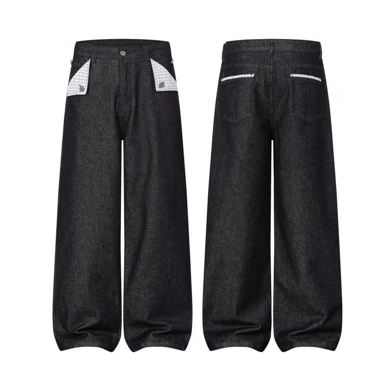 Damen Weite Balloon-Jeanshose mit hoher Taille, kontrastierten Pattentaschen und ballonförmigem Saum Nord Taschen