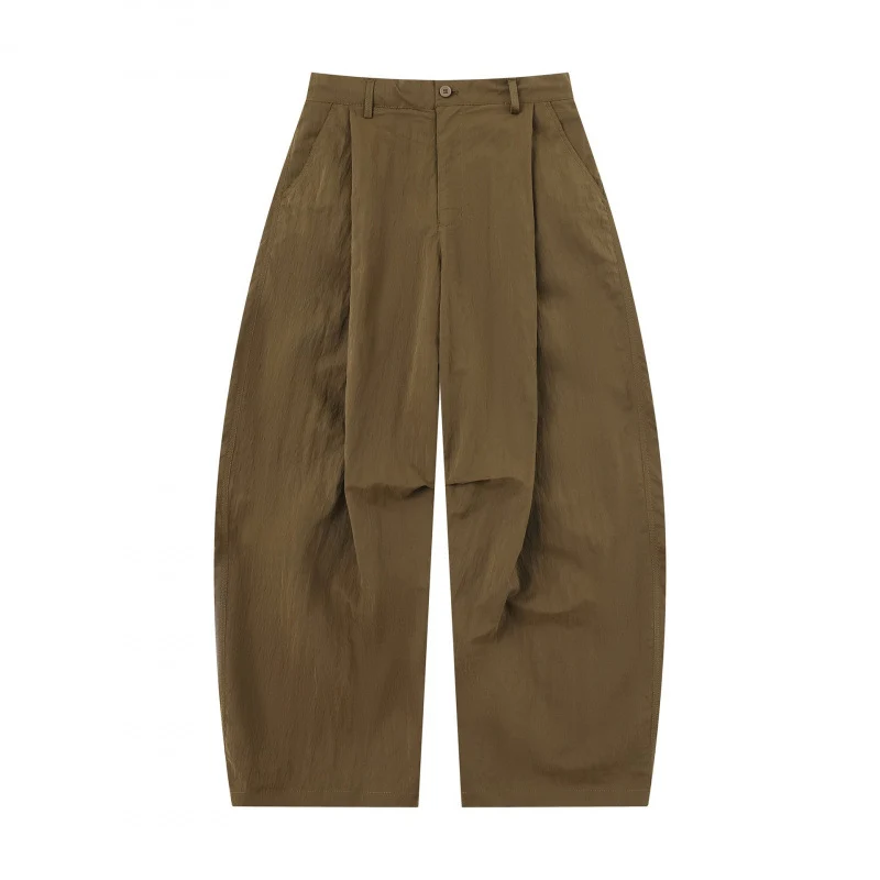 Damen Weite Ballonhose aus Baumwollmischung mit hohem Bund und elastischem Rückengummi Nord Taschen