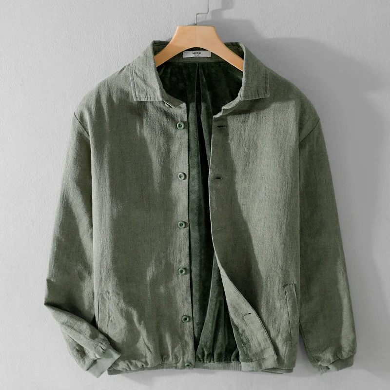 Herren Gefütterte Overshirt-Jacke aus Leinen-Mix Nord Taschen