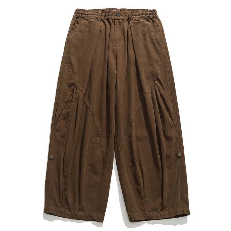 Damen Culotte-Hose im Paperbag-Stil mit elastischem Bund, Teilungsnähten und weitem Bein Nord Taschen