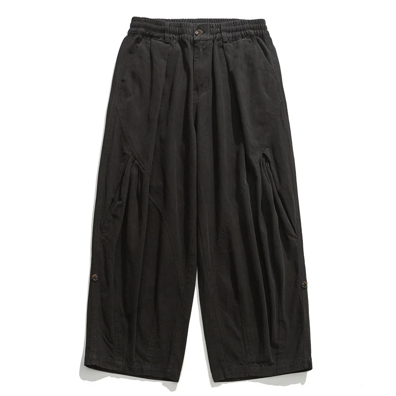 Damen Culotte-Hose im Paperbag-Stil mit elastischem Bund, Teilungsnähten und weitem Bein Nord Taschen