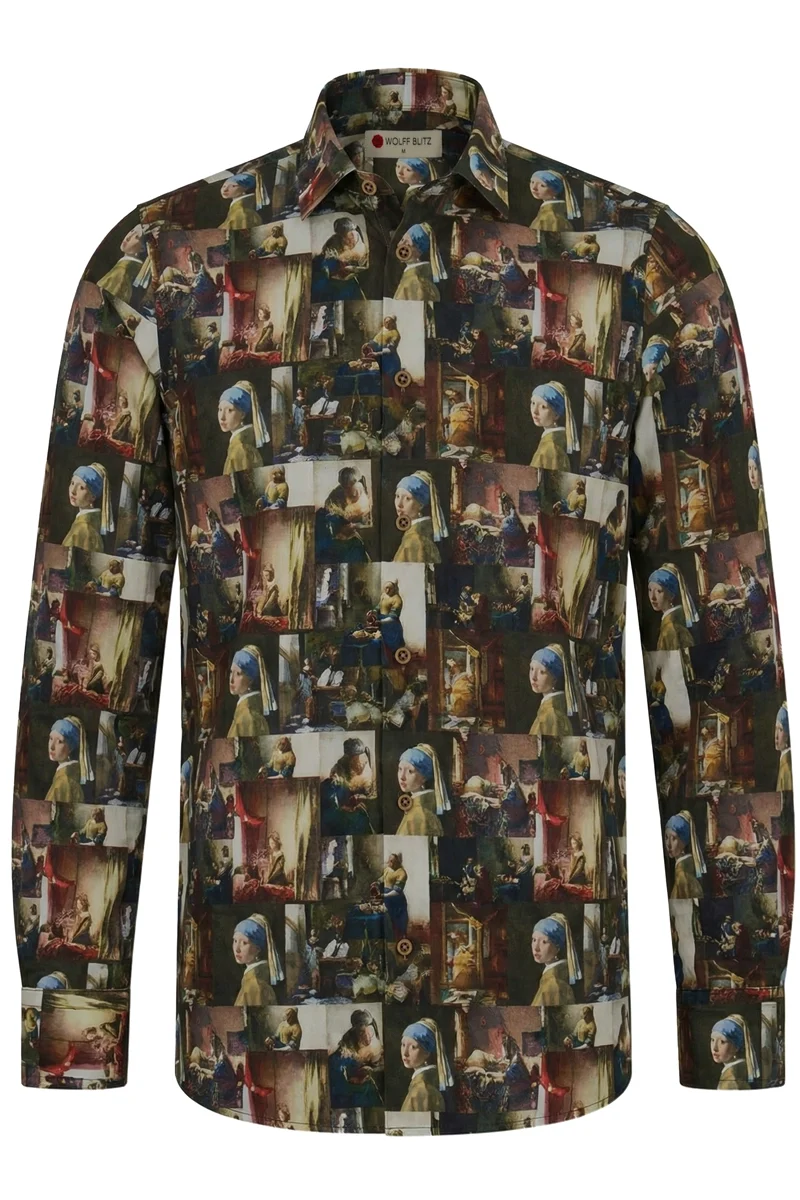 Vermeer Printed Long Sleeve Shirt for Men