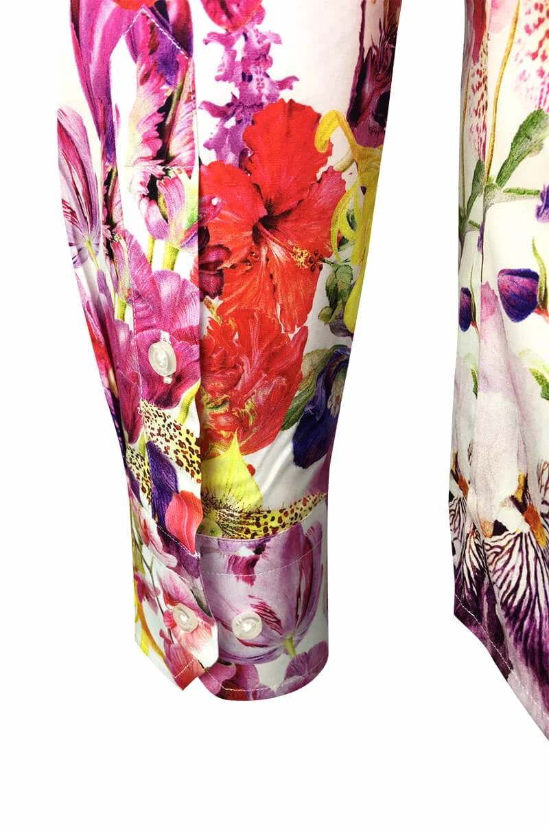 Tulips Garden Printed Long Sleeve Men's Shirt