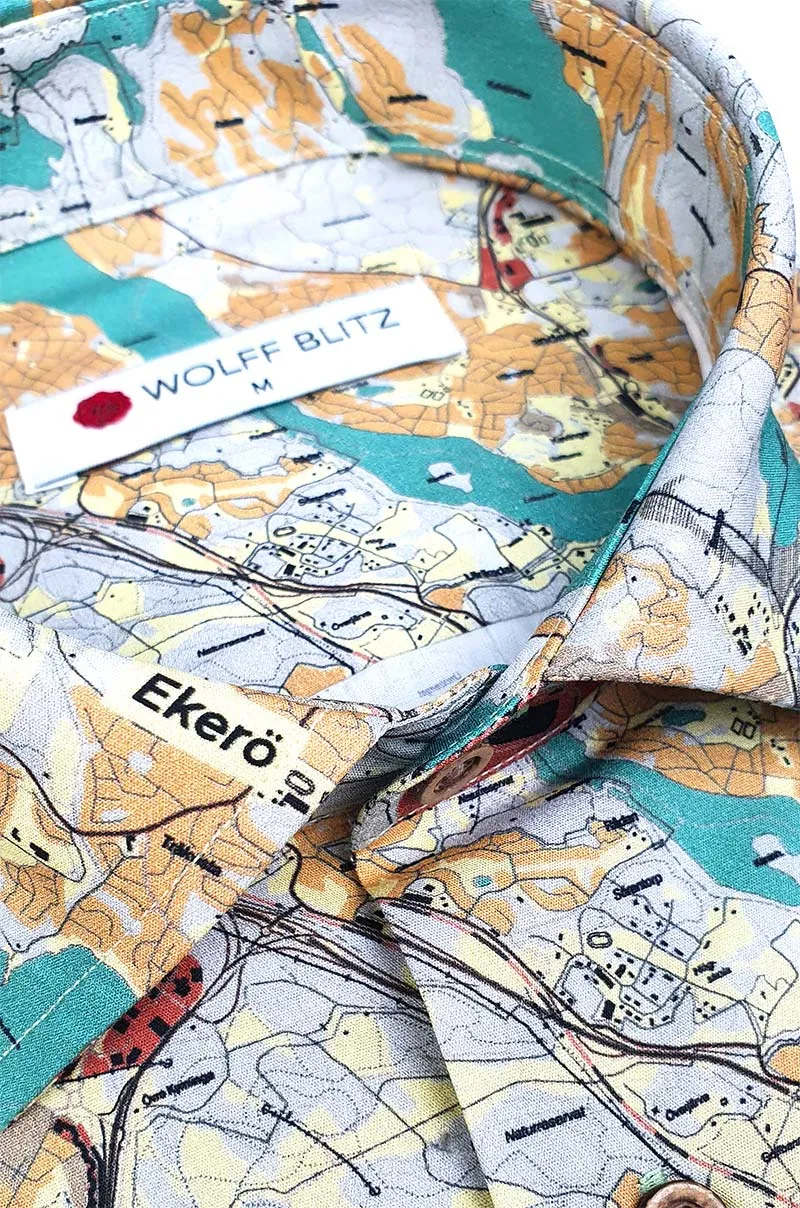 Stockholm Map Printed Long Sleeve Men's Shirt