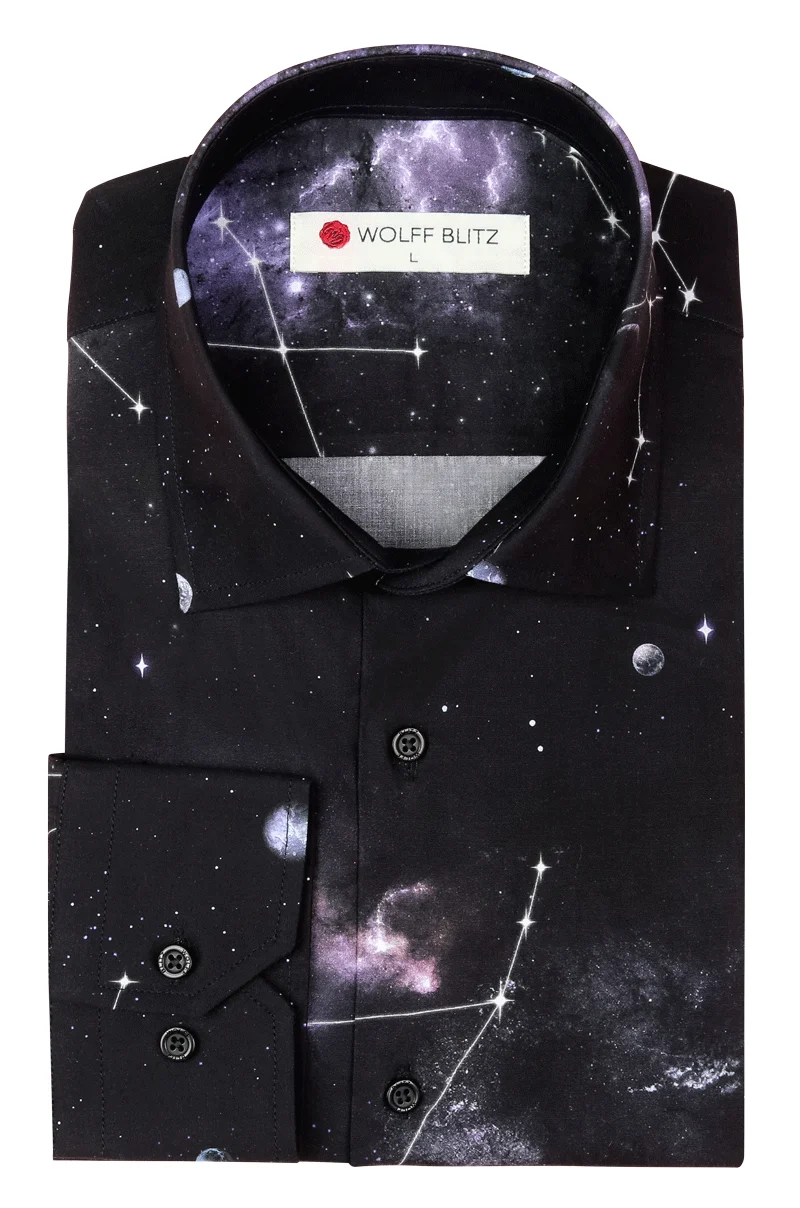 Stars Printed Long Sleeve Men's Shirt