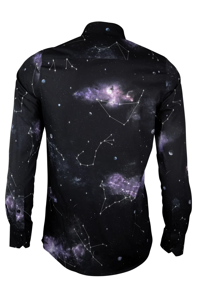 Stars Printed Long Sleeve Men's Shirt