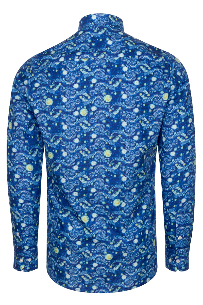 Starry Nights Gogh Long Sleeve Men's Shirt