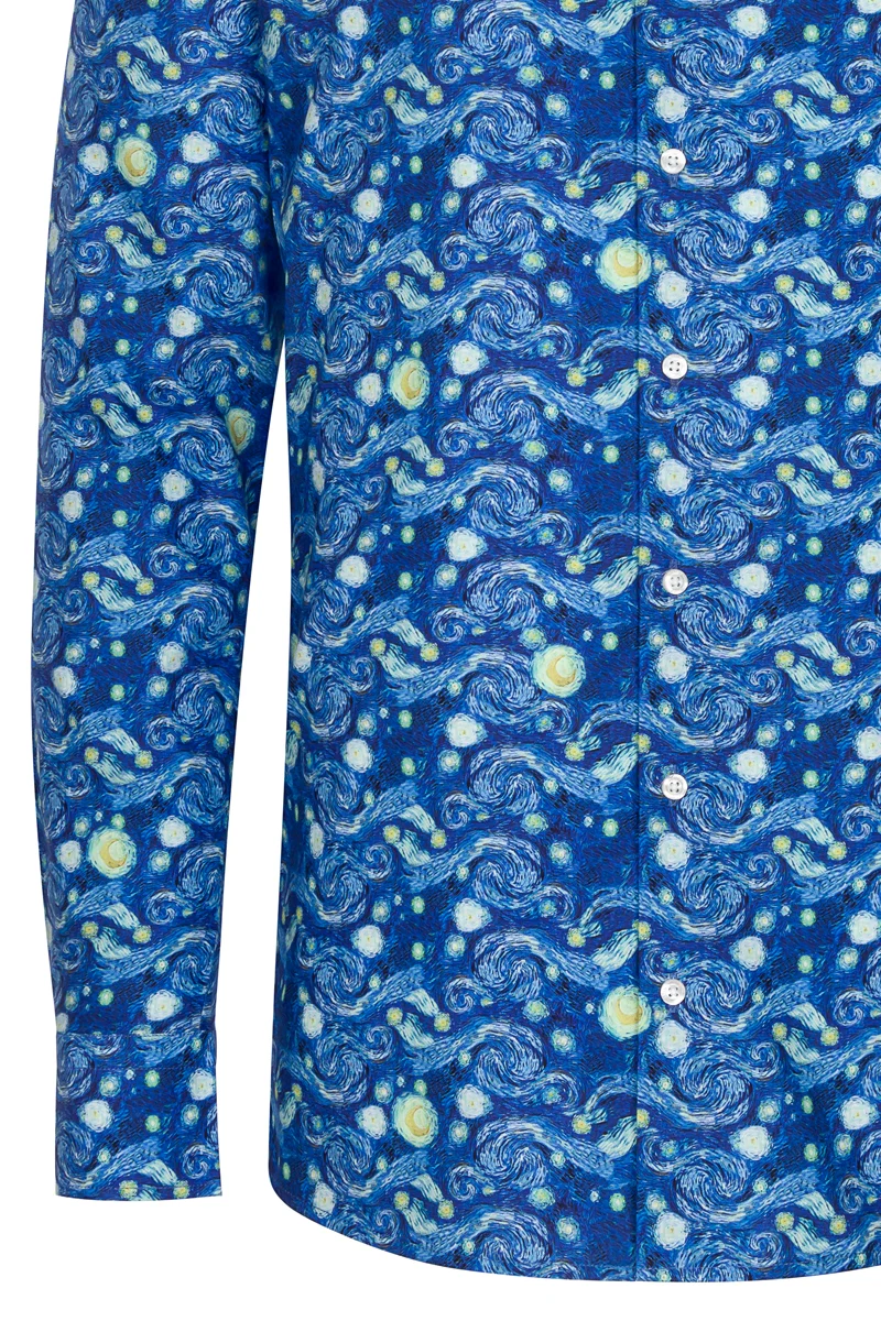 Starry Nights Gogh Long Sleeve Men's Shirt