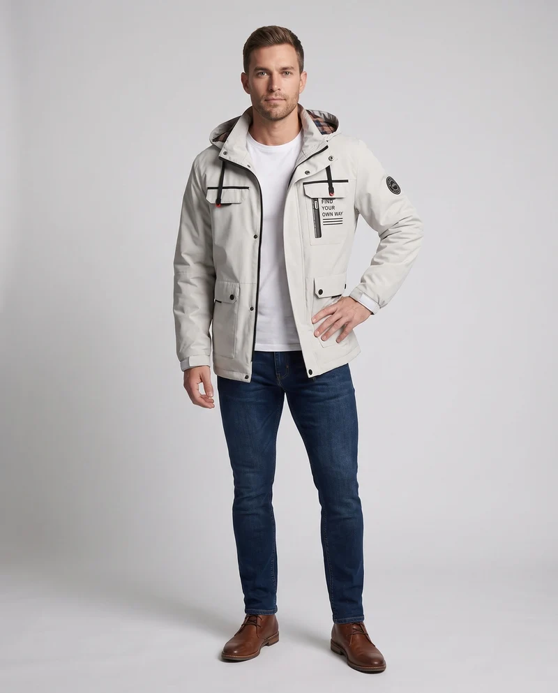 Herren Technische Winterjacke mit abnehmbarer Kapuze Nord Taschen