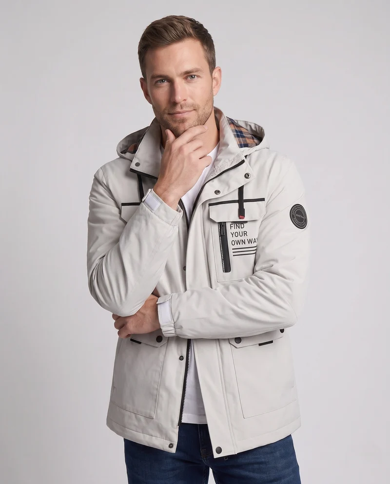 Herren Technische Winterjacke mit abnehmbarer Kapuze Nord Taschen