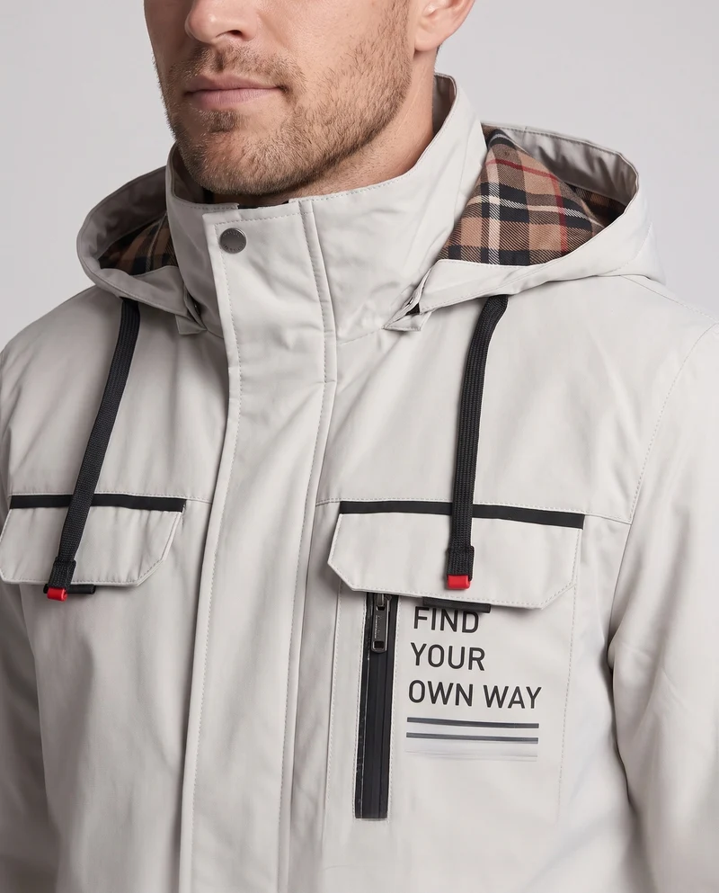 Herren Technische Winterjacke mit abnehmbarer Kapuze Nord Taschen