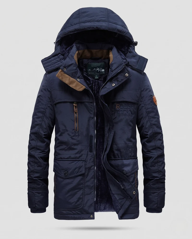 Herren Technische Winterjacke mit abnehmbarer Kapuze Nord Taschen