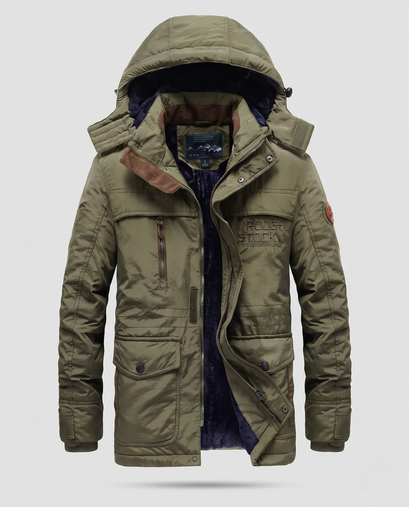 Herren Technische Winterjacke mit abnehmbarer Kapuze Nord Taschen