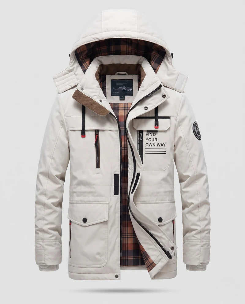 Herren Technische Winterjacke mit abnehmbarer Kapuze Nord Taschen
