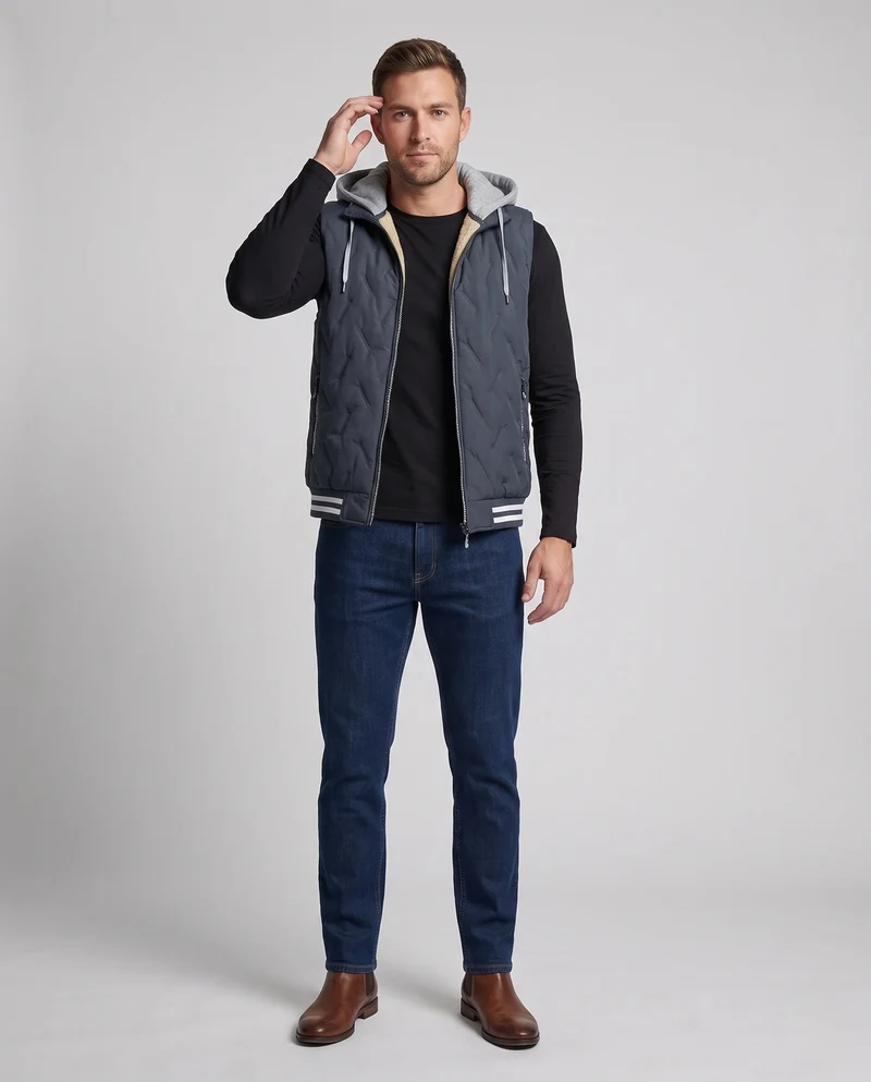 Herren Thermo-Fleece-Weste mit Kapuze Nord Taschen