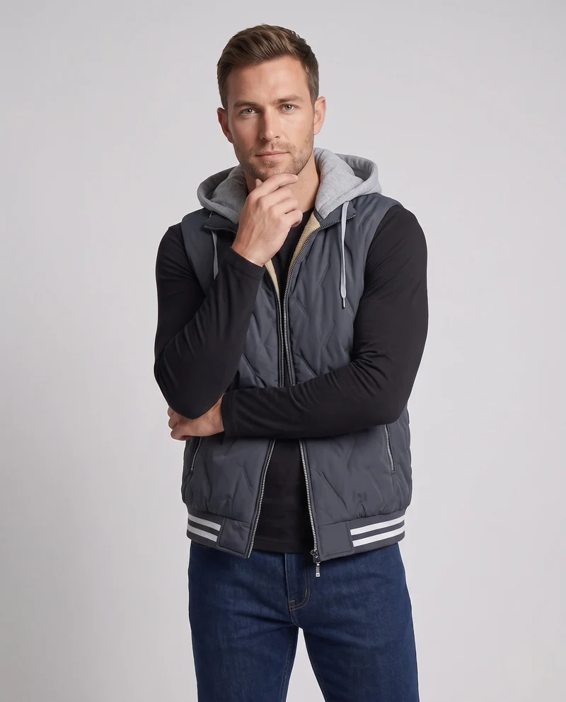 Herren Thermo-Fleece-Weste mit Kapuze Nord Taschen