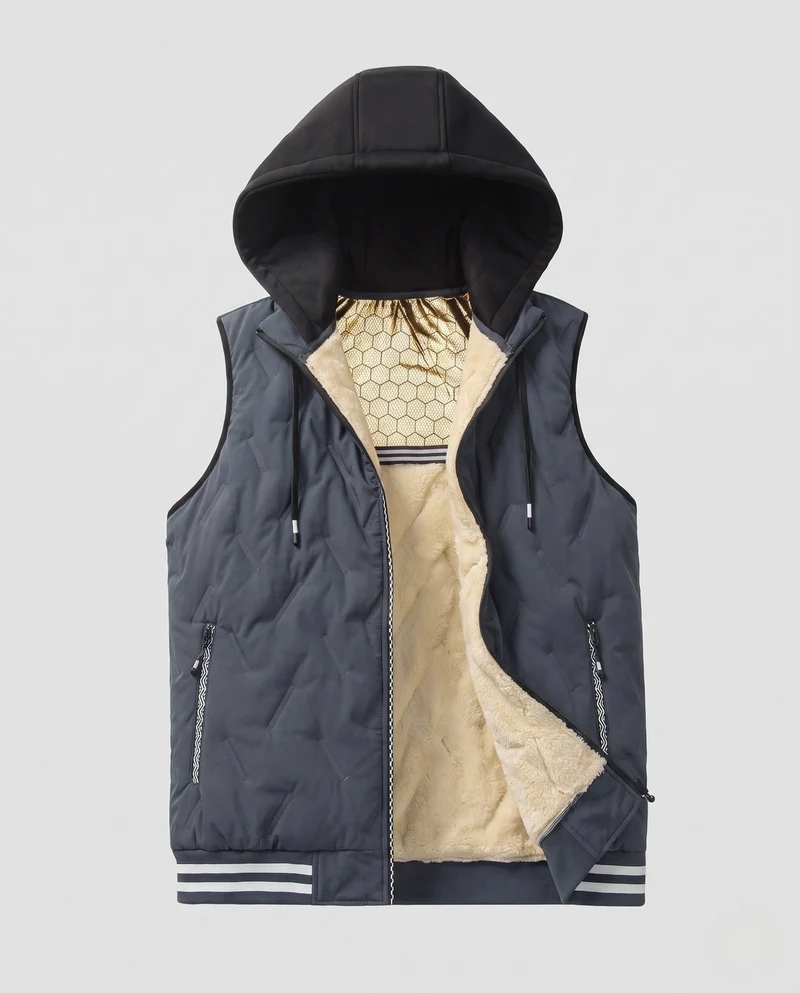 Herren Thermo-Fleece-Weste mit Kapuze Nord Taschen