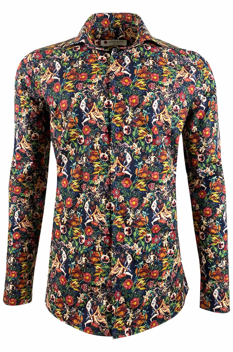Floral Mythos Printed Long Sleeve Men's Shirt