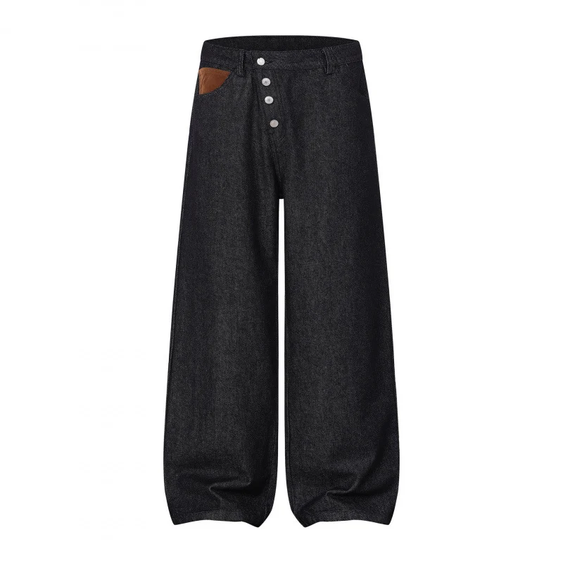 Damen Weite Ballon-Jeanshose mit hoher Taille, Knopfverschluss und gerafftem Saum Nord Taschen